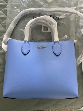 kate spade Periwinkle Blue Leather Satchel with Gold Logo